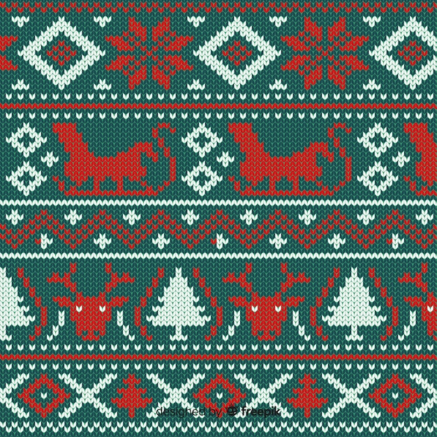 Free vector beautiful knitted christmas pattern