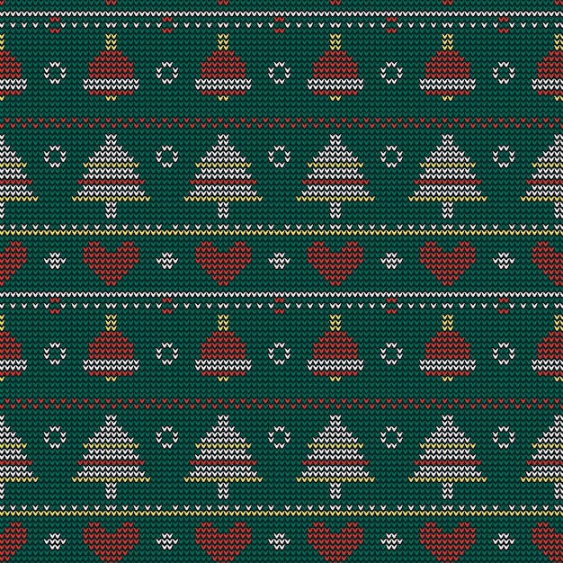 Free vector beautiful knitted christmas pattern