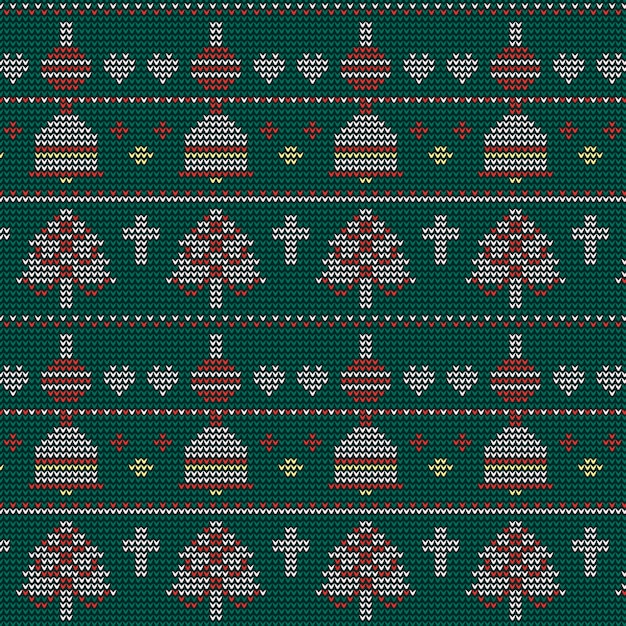 Free vector beautiful knitted christmas pattern