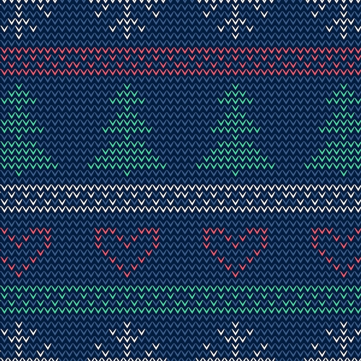 Free Vector beautiful knitted christmas pattern