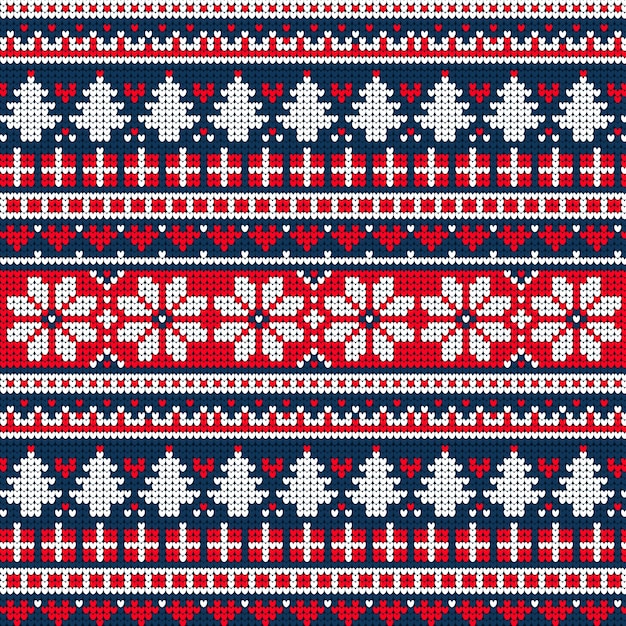 Free vector beautiful knitted christmas pattern