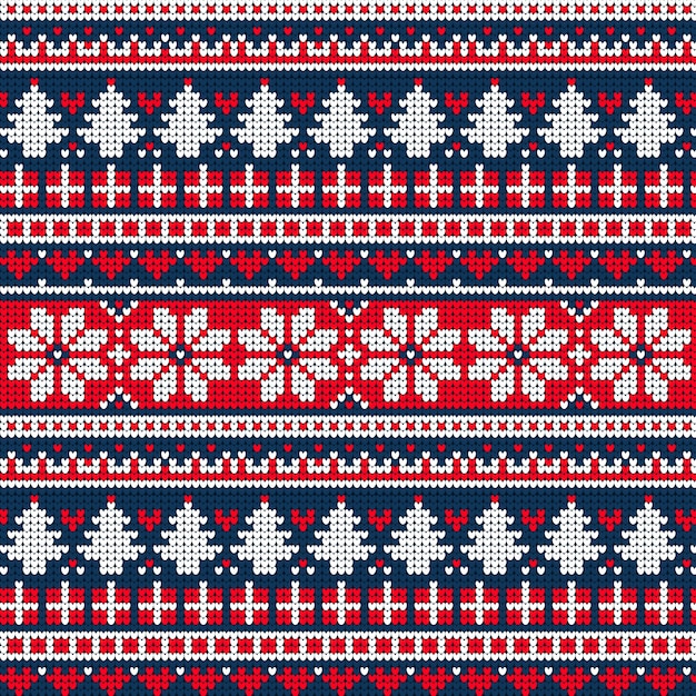 Free vector beautiful knitted christmas pattern