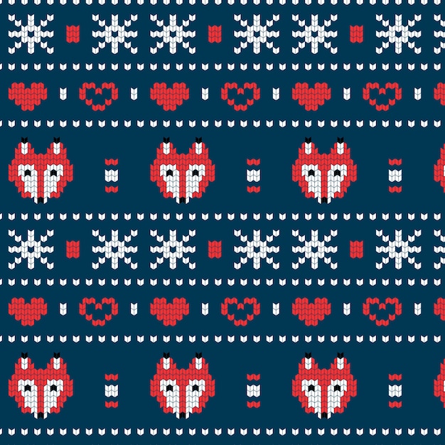 Free vector beautiful knitted christmas pattern