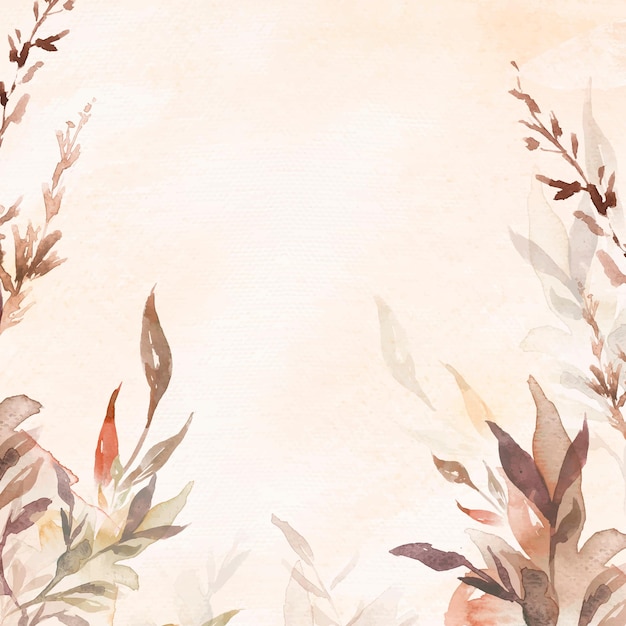 Beautiful leaf watercolor background vector in brown autumn season