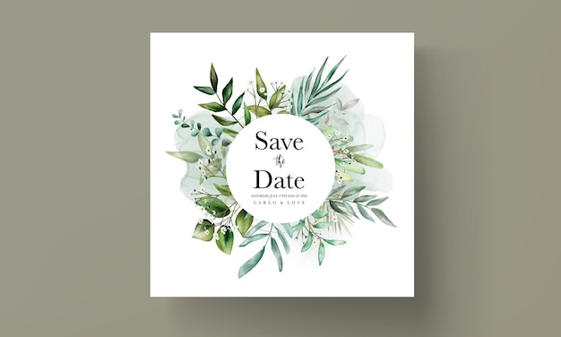 無料ベクター 美しい葉の結婚式の招待カードのテンプレート