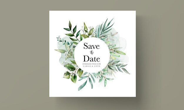 Beautiful leaves wedding invitation card template