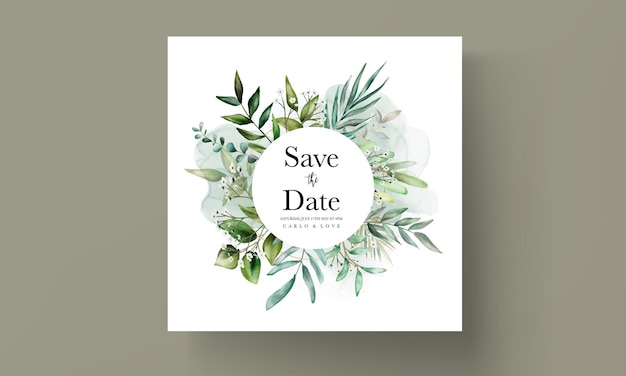 Beautiful leaves wedding invitation card template