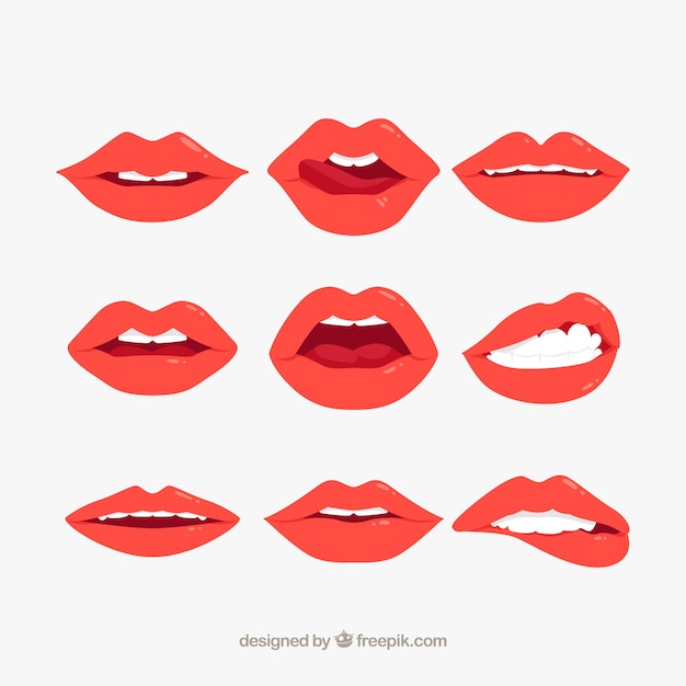 Free vector beautiful lips set