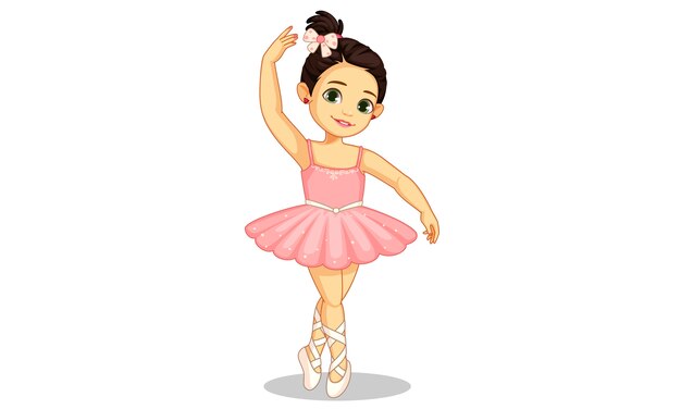 かわいい女の子バレエダンサーポーズ プレミアムベクター