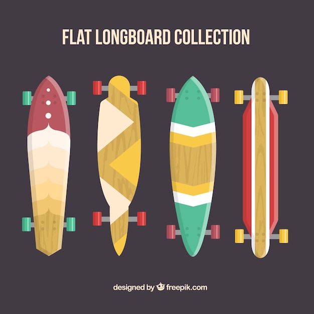 Free vector beautiful longboard set