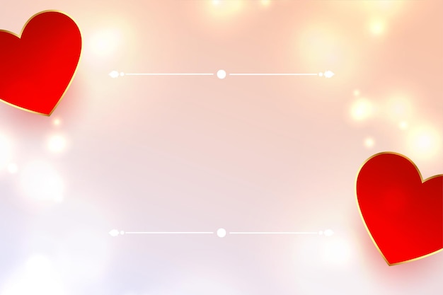 Free vector beautiful love background with two heart and space for text