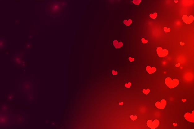 Beautiful love hearts red shiny background