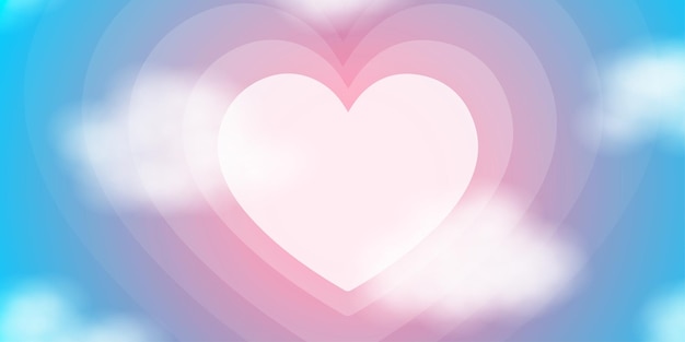 Бесплатное векторное изображение Красивая любовь день святого валентина баннер фон многоцелевой 3d эффект сердца