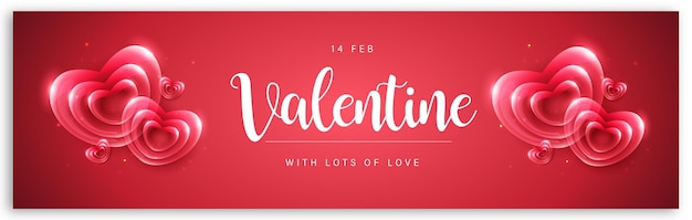 Beautiful love valentines day banner background multipurpose metallic 3d heart effect