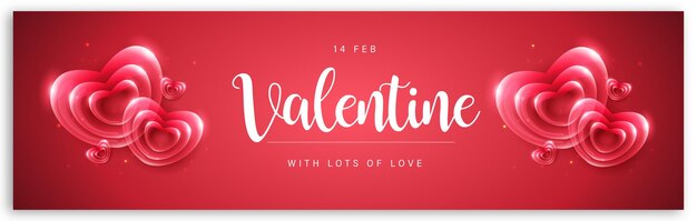 Beautiful Love Valentines Day Banner Background Multipurpose Metallic 3D Heart Effect