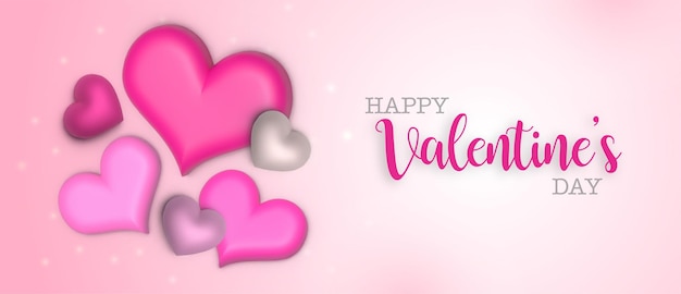 Красивая любовь День Святого Валентина Продажа Баннер Фон Многоцелевой 3D Эффект сердца