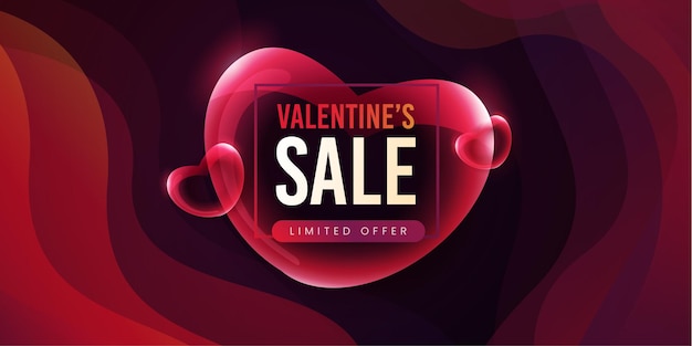 Beautiful Love Valentines Day Super Sale Banner Background Multipurpose 3D Heart Effect FREE Vector