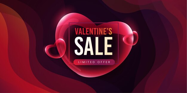 아름 다운 사랑 발렌타인 슈퍼 판매 배너 배경 다목적 3D 심장 효과 무료 벡터