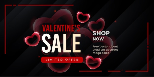 Beautiful love valentines day super sale banner background multipurpose 3d heart effect free vector