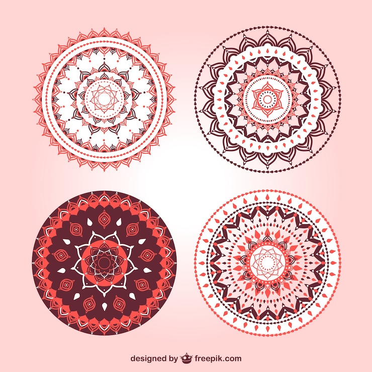 Free Vector beautiful mandala ornaments set 