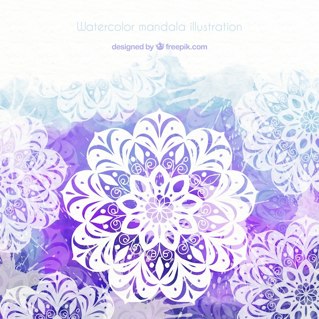 Free vector beautiful mandala with purple watercolors