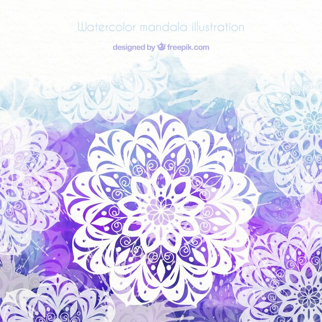 Beautiful mandala with purple watercolors