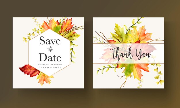 美しいカエデの葉の結婚式の招待状のテンプレート