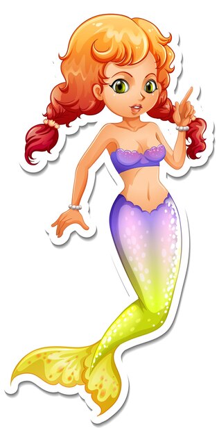 Beautiful mermaid cartoon character sticker