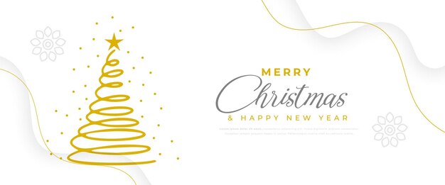 beautiful merry christmas eve festive white banner with xmas tree design vector