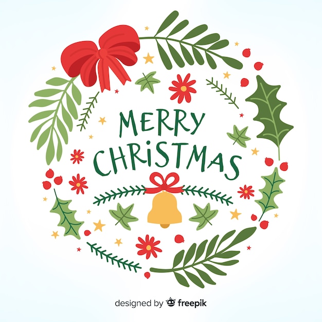 Free vector beautiful merry christmas lettering