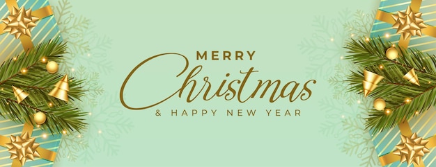 Free vector beautiful merry christmas realistic festival banner