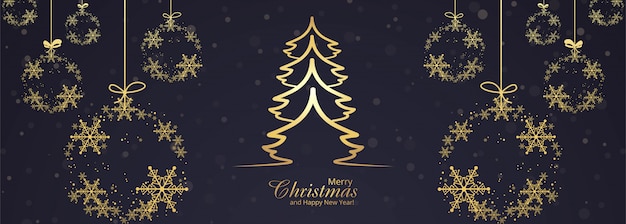 Free vector beautiful merry christmas tree banner template design