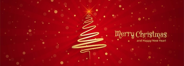 Beautiful merry christmas tree banner template design