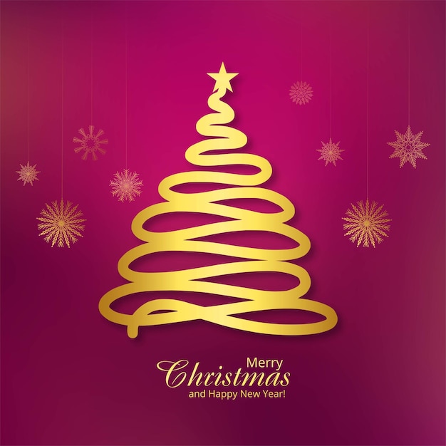 Beautiful merry christmas tree card holiday background