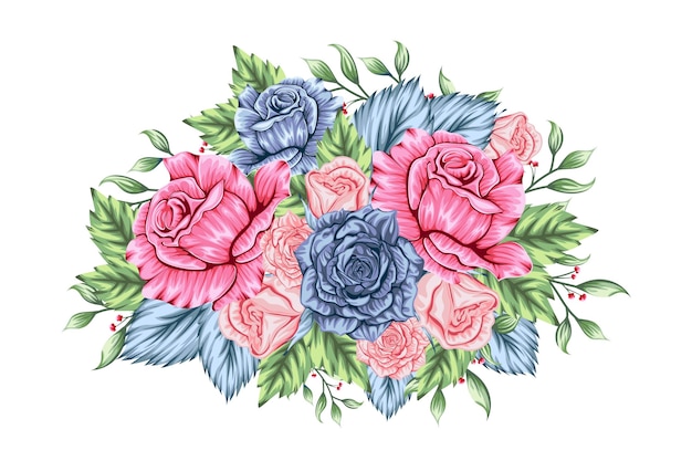 Free vector beautiful mixed bouquet of flowers