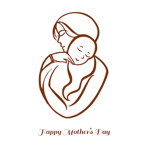 Free vector beautiful mother and baby silhouette design