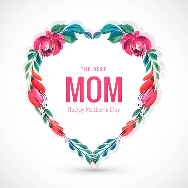 Beautiful mothers day card decorative flowers heart background