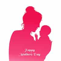 Vettore gratuito bella giornata della madre per la mamma e il figlio sullo sfondo della carta d'amore