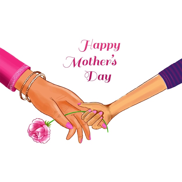 Free vector beautiful mothers day for woman and child hand holding card background