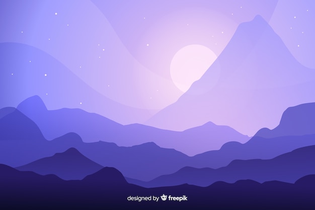 Free vector beautiful mountain chain landscape in the night