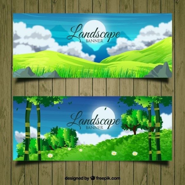 Free vector beautiful mountain scenery