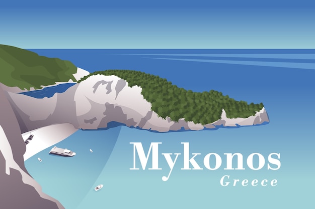 Beautiful mykonos destination illustration