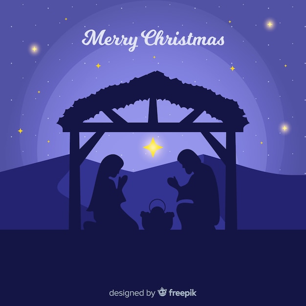 Beautiful nativity scene background in flat design