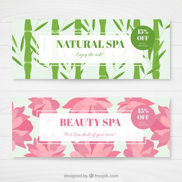 Free vector beautiful nature spa banners