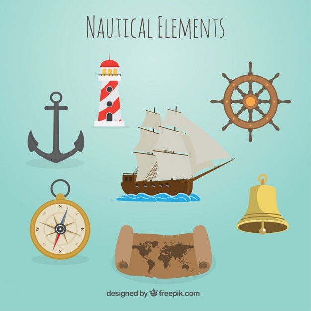 Free vector beautiful nautical elements