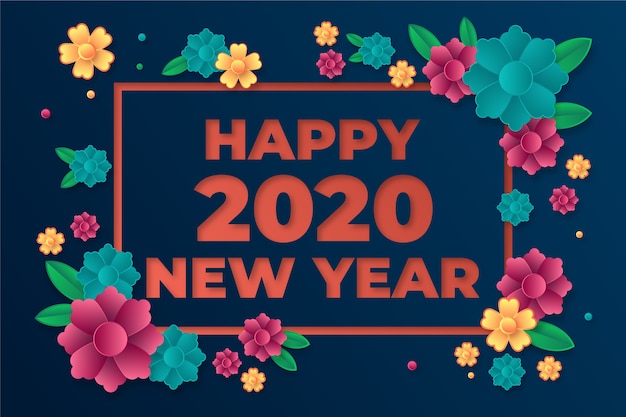 Free vector beautiful new year 2020 background in paper style