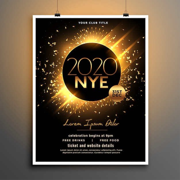 Free vector beautiful new year eve party flyer template design