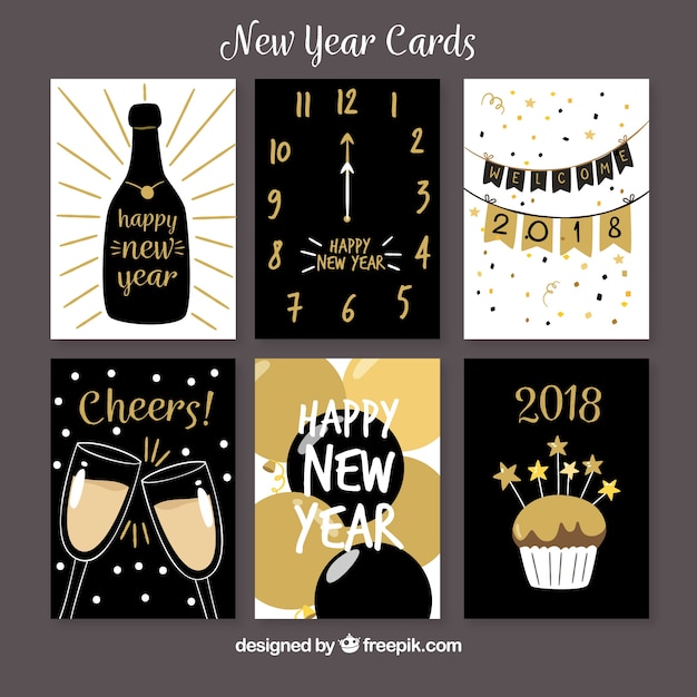 Free vector beautiful new year greeting cards