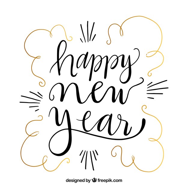 Free vector beautiful new year lettering in vintage style