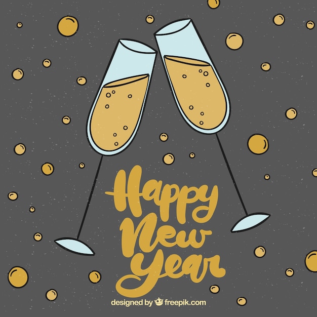 Free vector beautiful new year lettering in vintage style